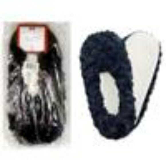 Charter Club Faux-Fur Slippers Navy Size S M New - Picture 1 of 3
